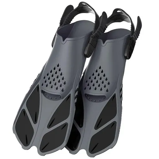 Adjustable Diving Flippers Swim Fins for Snorkeling Freestyle Training Gear - Black-S/M
