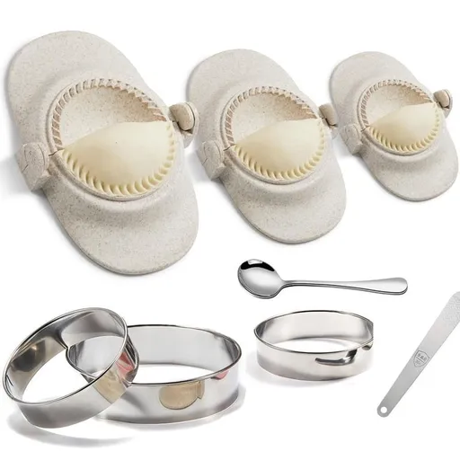 Dumpling Maker Set Extra Large 6 Inch Food-Grade Plastic with Dough Cutter for Pierogi Pastelitos