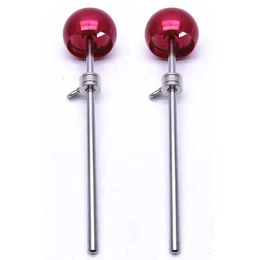 2 Pieces Bass Drum Pedal Beater Aluminum Alloy Hammer Head Percussion Instrument Accessory Part Red