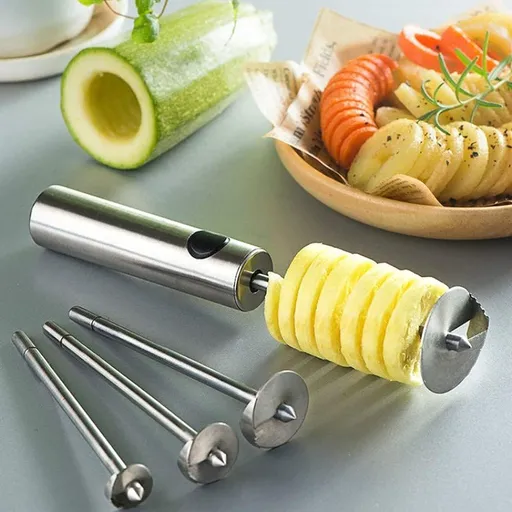 Manual Stainless Steel Vegetable Spiralizer Multi Function Spiral Vegetable Slicer and Corer with Mandrel and Screw Corer Tool