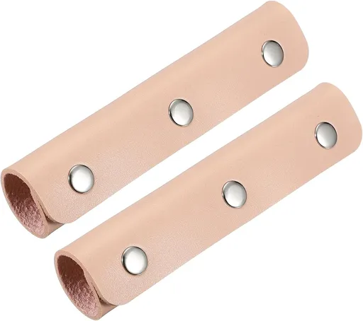 2 Pcs Handbag Handle Cover, Leather Luggage Handle Wraps, Purse Strap Cover Luggage Grip Protector Fine Texture Silver Buckle for Purse Tote Bag Suitcase, Peach Pink