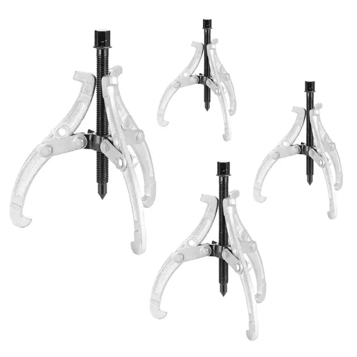 Gear Puller Set, 76.2 mm/101.6 mm/152.4 mm/203.2 mm 3 Jaw Bearing Puller with Reversible Jaws, 2 Jaw/3 Jaw Pulley Puller, 4 PCS Bearing Puller Tool Kit for Pulley Gear Bearing Flywheel Removal