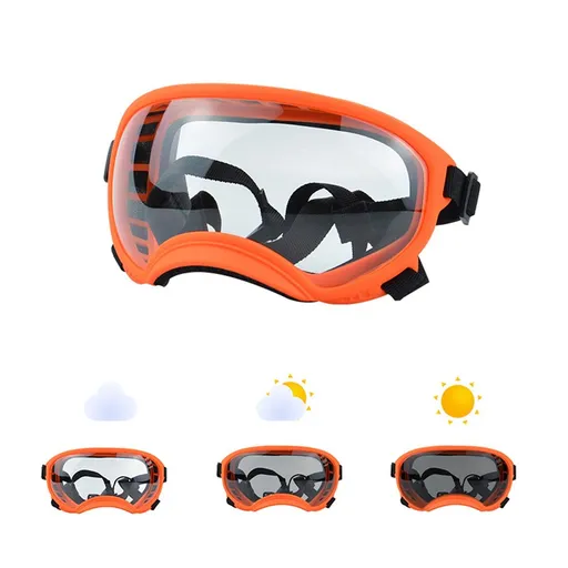Dog Sunglasses Medium Breed, Dog Goggles UV Protection, Cycling Eye Protection for Large Dogs, Outdoors Breathable Windproof Dustproof Anti-Fog, Adjustable Straps, Cool Orange