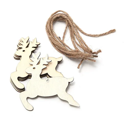 10pcs Unfinished Wood Slices Wooden Hanging Ornaments Wood Slices Blank Wood Elk Slices Deer Hanging Decorations Wooden