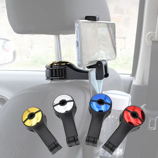 2 in 1 Car Headrest Hidden Hook New 2 in 1 Car Seat Hooks with Phone Holder,Universal 360°Rotation Headrest Hooks