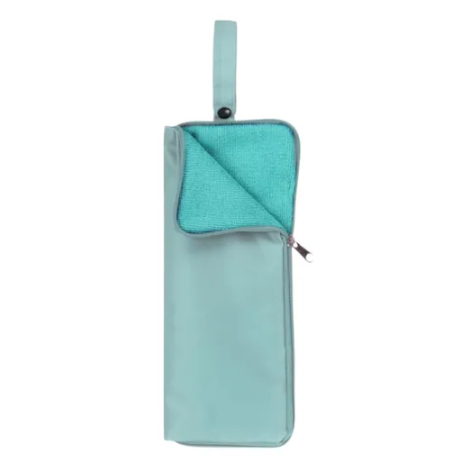 2-Pack Foldable Waterproof Umbrella Storage Sleeve with Zippers, Carry Handle and Absorbent Microfiber Lining - Reusable Hanging Umbrella Pouch for Home Office School Travel and Car Use, Light Blue 15 x 5 inch
