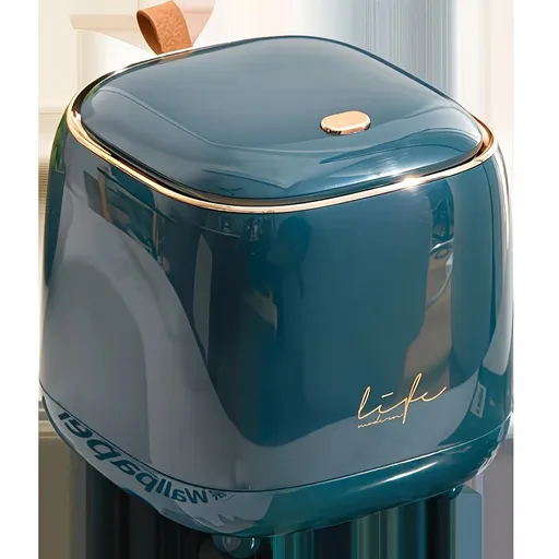 Dark green Press-Type Trash Bag Bin, Luxury Waste Bin, Car/Home/Office/Desktop/Dining Table Storage Cylinder Trash Can, Creative Flip-Top Square Storage Box, Side Table with Lid Storage Bucket