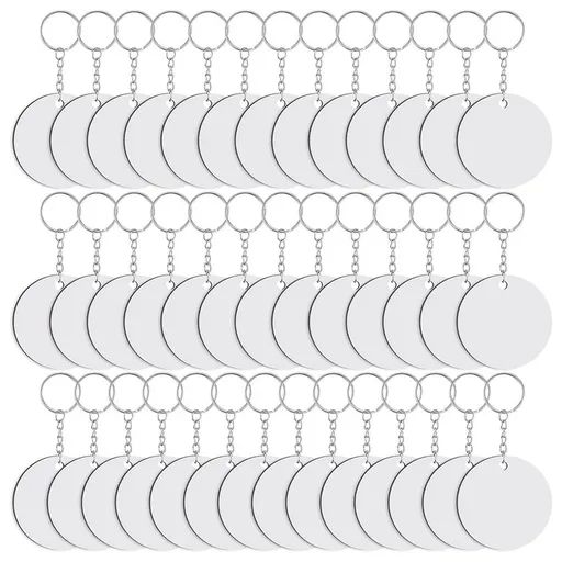 120 Pieces Round Sublimation Keychain Blanks Double Side Heat Transfer MDF Key Rings Blank Board Chain