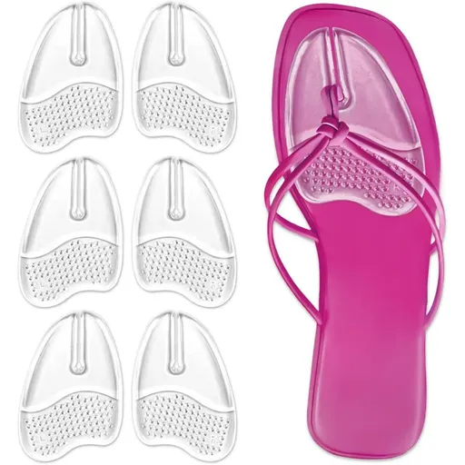 3 Pairs Gel Metatarsal Pads for Flip Flops, Washable Ball of Foot Cushions for Thong Sandals