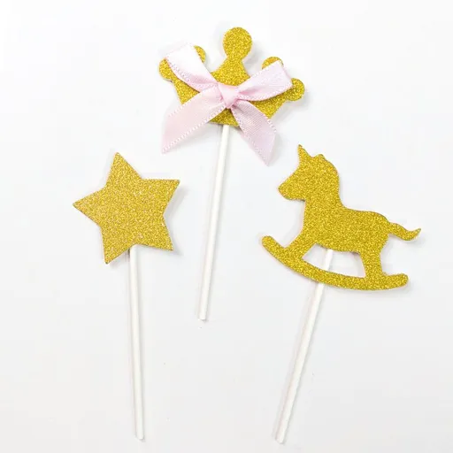 12 Pack Horse Pick Baby Shower Horse Party Cake Decorations for Birthday Equestrian Theme Party Decorations Gold