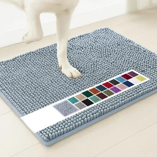 Sky blue 50×80 cm Extra-Thick Chenille Floor Mat for Bathrooms and Pet Use – High-Density Absorbent, Non-Slip, Machine-Washable Rug for Dogs and Humans