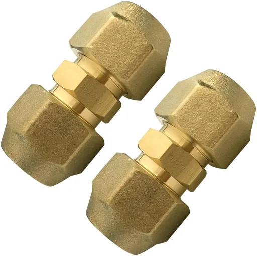 5/8" Air Conditioning Copper Pipe Extension Double Connector with Flare Nuts and Connectors Free Welding for Butt Copper Tube Diameter 5/8"(15.58mm)