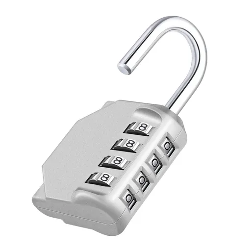 Combination Lock Outdoor, 4 Digit Re-settable Padlock for Gym, School, Fence, Employee Locker (silvery )