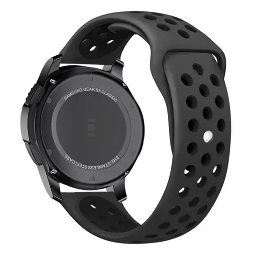 22mm 20mm Silicone Sports Watch Band for Samsung Huawei Huami Two-Tone Strap - 20mm-Black