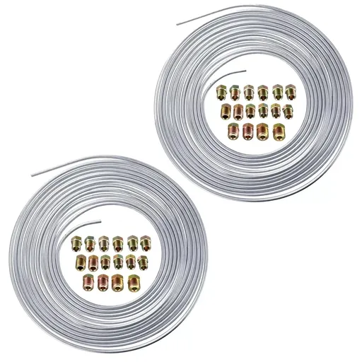 25Ft 3/16'' OD Steel Zinc Brake Line Tubing Kit 150MPa +32 Fittings