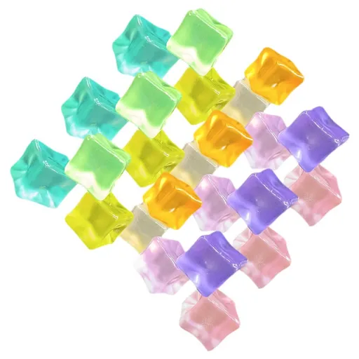 30 Pcs Acrylic Ice Cubes Fake Ice Cubes Luminous Colorful Square Ice Photography Props Decorations