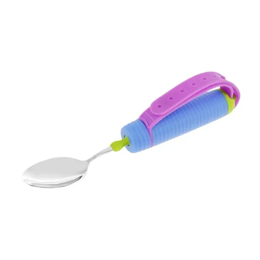 Stainless Steel Spoon for Hand Mobility Support, Adaptive Eating Utensils with Adjustable Strap and Angle Swivel, Rehabilitation and Independent Dining