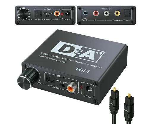 192KHz Digital Coaxial to Analog R/L RCA 3.5mm Jack HiFi Audio Converter Adapter