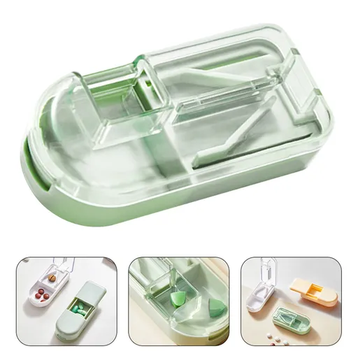 Pill Cutter Crusher Grinder 3 in 1 Portable with Storage Compartment Green 3.23 x 1.46 x 0.98 Inches