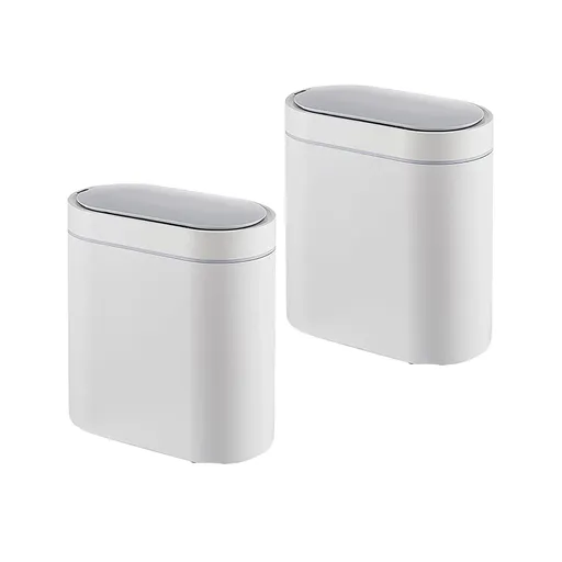 CARLA HOME 2-Pack Motion Sensor Trash Can - Touchless Bin - White - Smart Sensor Trash Can