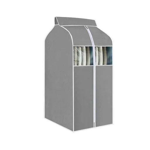 Hanging Garment Covers with Clear Window 120cm for Clothes Rack Closet Hanging - Grey