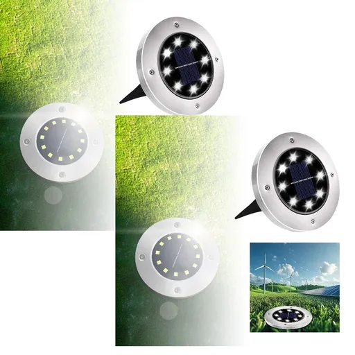 8-Pack Solar Ground Lights - Waterproof In-Ground Landscape Lighting for Pathway, Yard, Deck, Patio & Walkway - Bright White