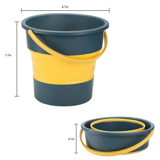 1* Bucket Plastic Foldable Round Tub With Handle Folding Portable Fishing Water Pail Space Saving Outdoor Waterpot for Garden Camping Car Mop Cleaning Beach