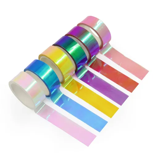 8pcs Assorted Colored Tape Set Decorative Tape Prismatic Glitter Tape Hoops for DIY Arts Crafts Decoration Scrapbooking Gifts Wrapping
