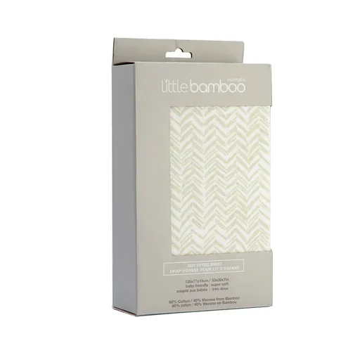 Little Bamboo Jersey Fitted Sheet Cot Size Herringbone Whisper