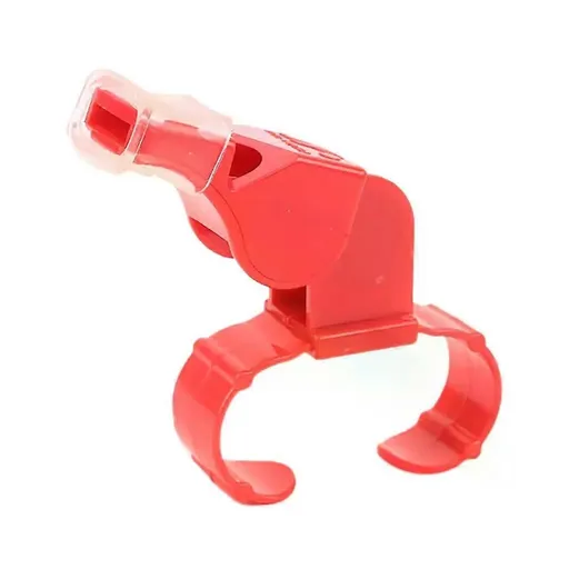 Referee Finger Whistle Football Training Equipment Whistle Safe Plastic Ring Whistle Finger Whistle With Tooth Guard compatible with Sport - Red