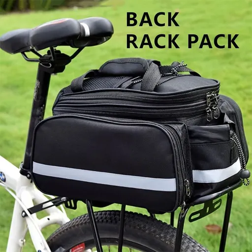 Bicycle Rear Rack Bag Expandable Bike Bag 27L Bike Storage Cycling Accessories - Black - Size L