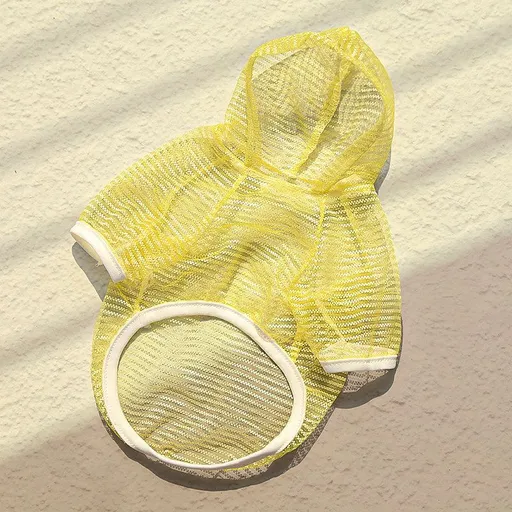 Pet Hoodie Vest Summer Polyester Dog Cat 008D Pale Yellow Mesh (Sun Protection) XL (Chest 47cm, 8-14 jin)