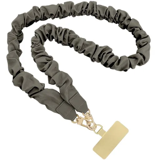 Neck Lanyard For Women - Scrunchie Cute Lanyard for Keys, Id Card Holder, Wallet - Aesthetic Long Lanyard（Stone gray long style）