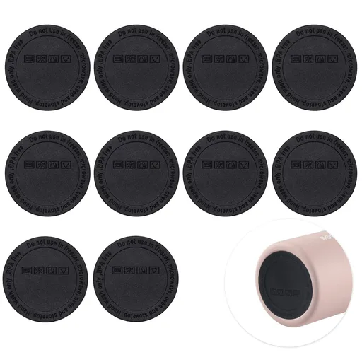 Package Includes - 10 X silicone self-adhesive bottoms for tumblers (black, Round,2.2 inches in diameter, 0.08 inch in thickness)