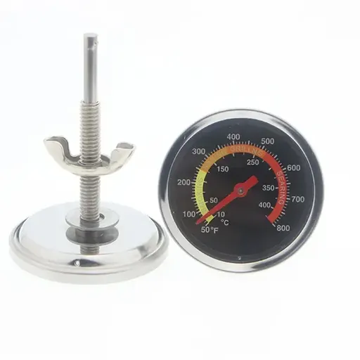 BBQ Grill Thermometer, Waterproof Stainless Steel Temperature Gauge for Smokers, Ovens and Meat Cooking, Silver, 6 cm Dial