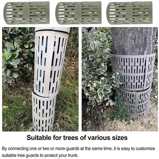 3PC Tree Trunk Protector Guard | Plastic Tree Bark Cover for Saplings & Young Trees | Expandable Stackable Design with Ventilation Holes | Weatherproof Rodent & Mower Protection