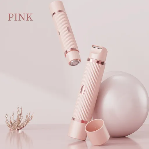 Pink Electric Shaver for Women Dual-Head Bikini Trimmer Body Hair Remover Rechargeable