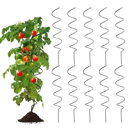 Tomato Stakes – Heavy-Duty Plant Support Stakes for Climbing Plants, Tomatoes, Cucumbers & Vines, Weather-Resistant Green Coated Garden Supports for Outdoor & Container Gardening, 1pc