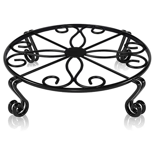 Black Plant Stand for Flower Pot Heavy Duty Potted Holder Indoor Outdoor Metal Rustproof Iron Garden Container Round Supports Rack