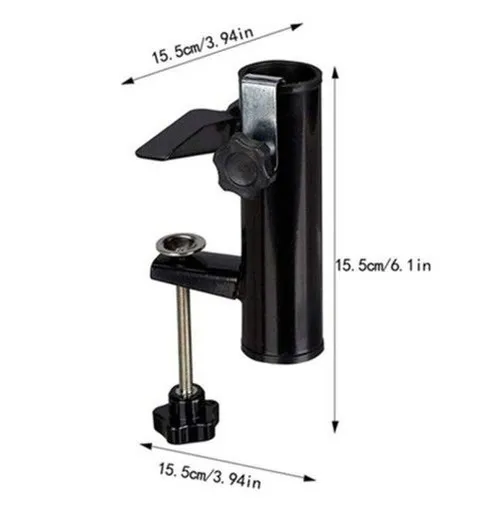Umbrella Holder Bench Buddy Deck Umbrella Stand Metal Clamp Holder Clip Beach Fishing Umbrella Mount Clamp for Balcony Deck Black