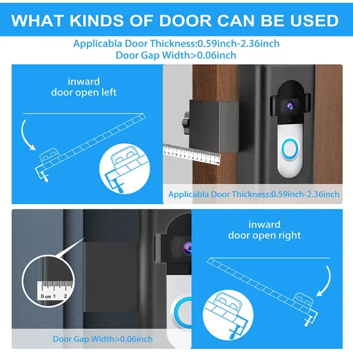 Anti-Theft Video Doorbell Mount Compatible with Ring/Blink Wireless Video Doorbell, No-Drill Mounting Bracket Wedge Adapter