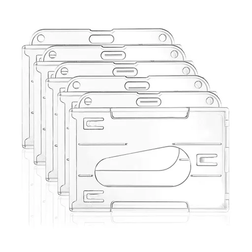5Pcs Transparent Id Badge Holder with Thumb Slot, Vertical/Horizontal Badge Card Holder Holding 2 Cards, for Office