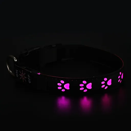 SY LED Rechargeable Nylon Dog Collar Pink Traction rope 1.5m