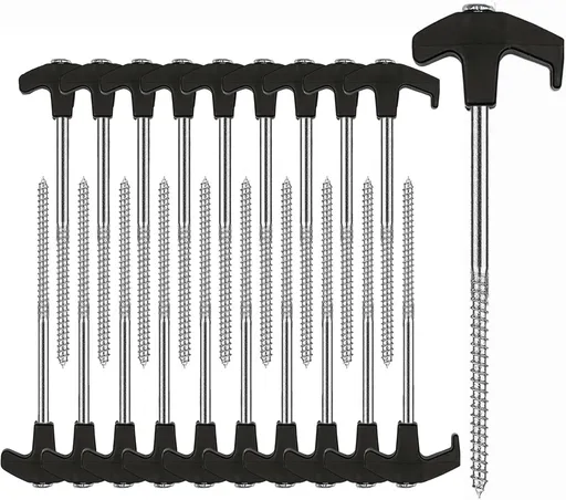 20 Pack Tent Stakes Heavy Duty, 8 Inch Tent Stakes Tent Pegs Camping Non-Rust Ground Stakes for Camping Patio, Garden, Canopies, Grassland, Outdoor (Black)
