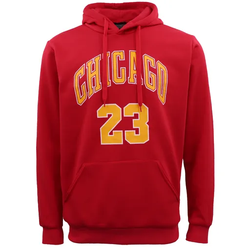 Men's Fleece Pullover Hoodie Jacket Sports Jumper Jersey Chicago Golden State, Red - Chicago 23, L