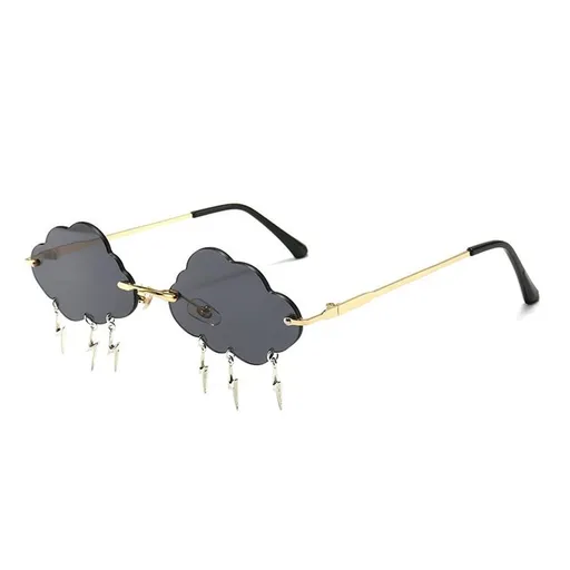 Rimless Cute Sunglasses For Women Trendy Vintage Creative 90s Sunglasses Funny Cloud Shaped Disco Glasses