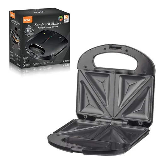 Compact Dual-Sided Sandwich Maker with Non-Stick Plates for Quick Homemade Hot Pressed Toast, Featuring a Portable Latch and Space-Saving Design for Everyday Kitchen Use (Black)