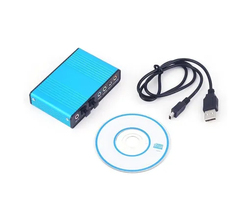 6 Channel USB 2.0 External 5.1 Optical S/PDIF Audio Sound Card Adapter for Win7 Blue
