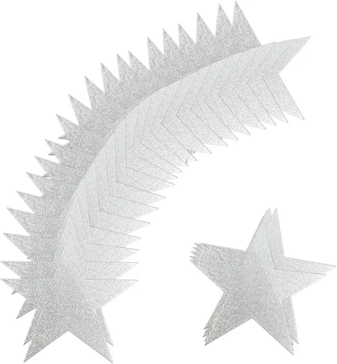 60 Pcs Glitter Star Cutouts Paper Double Printed Paper Star Decorations, 6 Inch Stars Decoration for Wedding Party Bulletin Board Classroom Decoration Supply (Silver)