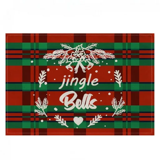Christmas Placemats Set of 4 Cloth Placemats, 12 x 18 Inch Christmas Decorations Mat Indoor for Dining Table Heat Resistant